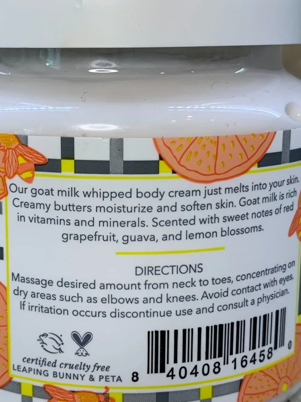 Beekman 1802 Honeyed Grapefruit Goat Milk Whipped Body Cream NWT 8oz